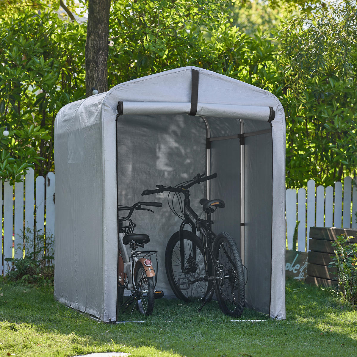 ABDECKPLANE für Fahrradgarage/Geräteschuppen, Wetterfeste, 120x176x163cm - Silberfarben, Kunststoff (120/163/176cm) - SoBuy