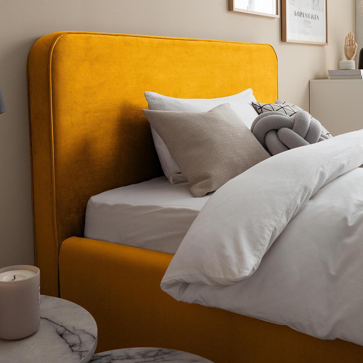 POLSTERBETT - Gelb, Textil (140/200cm) - home24