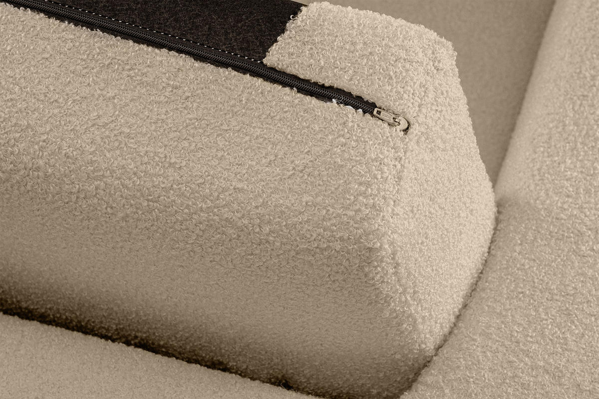 SITZHOCKER TAGIO Pouffe, Hellbeige - Beige/Braun, Buchenholz/Textil (65/46/80cm) - KONSIMO®