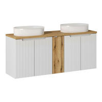 DVOJUMYVADLO 140cm Riva Bílá a dřevo - bílá, kompozitní dřevo (140/57/40cm) - Petits-meubles