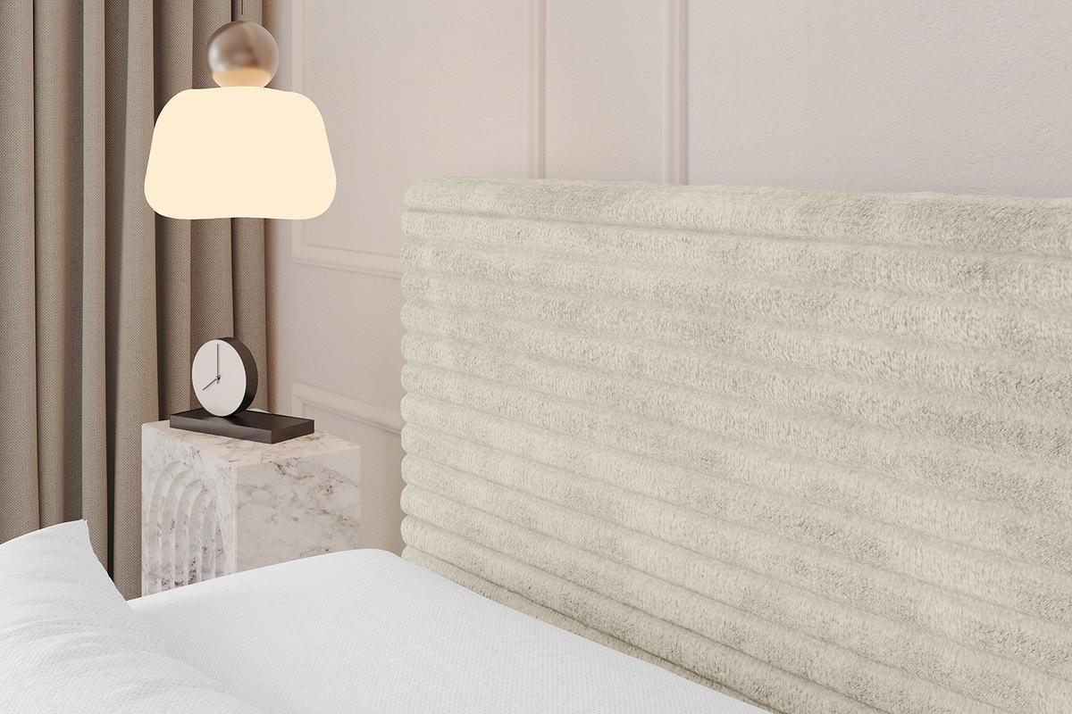 BOXBETT mit Matratze H3 und Lattenrost - TOLO-Z-v1 - 160x200 Cord - Creme - Champagner, Holzwerkstoff (160/200cm)