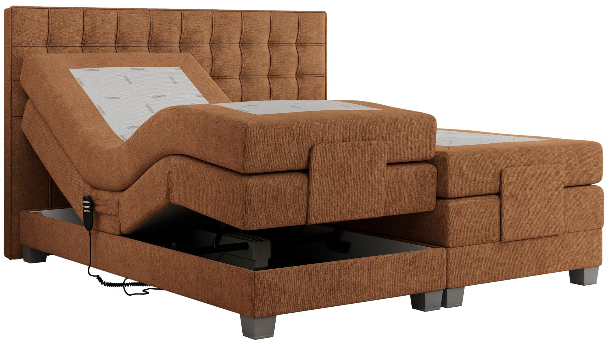 BOXBETT ELEKTRO 180/200 Orange Struktur - H3 - Orange, Holz/Textil (180/200cm) - MKS