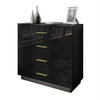 KOMMODE LINA 95 mit Griffen Schwarzer Glanz LED Griffe Gold - Goldfarben/Schwarz, Holzwerkstoff (95/84/40cm) - Lookway