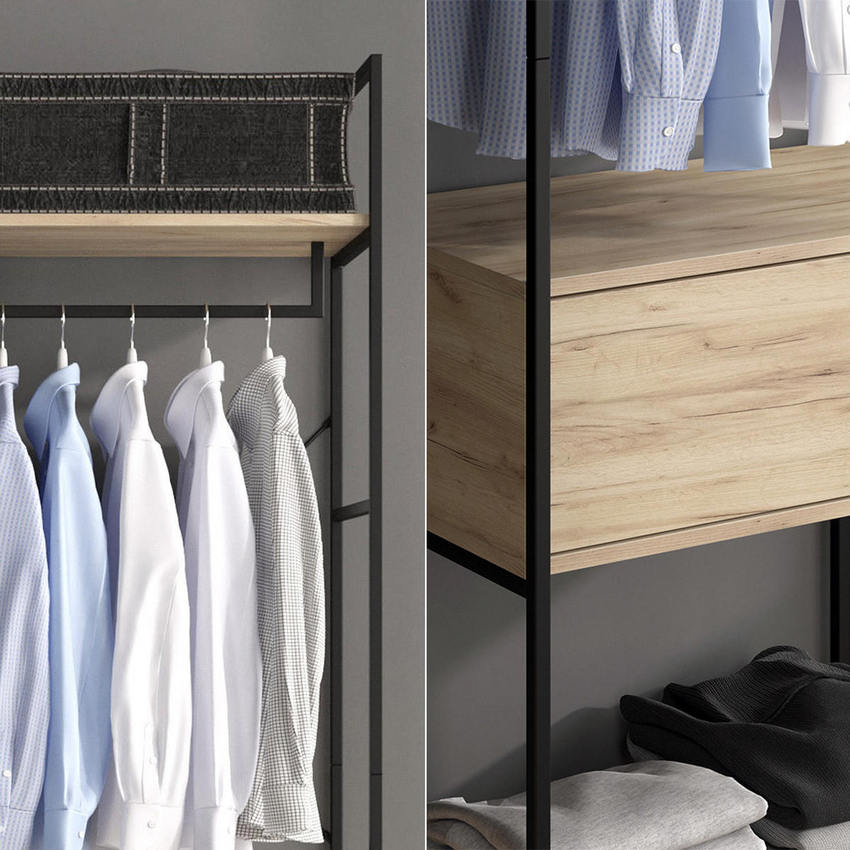 ŠATNÍ SKŘÍŇ Enya Dřevo - přírodní/černá, kompozitní dřevo (60/180/40cm) - Vicco