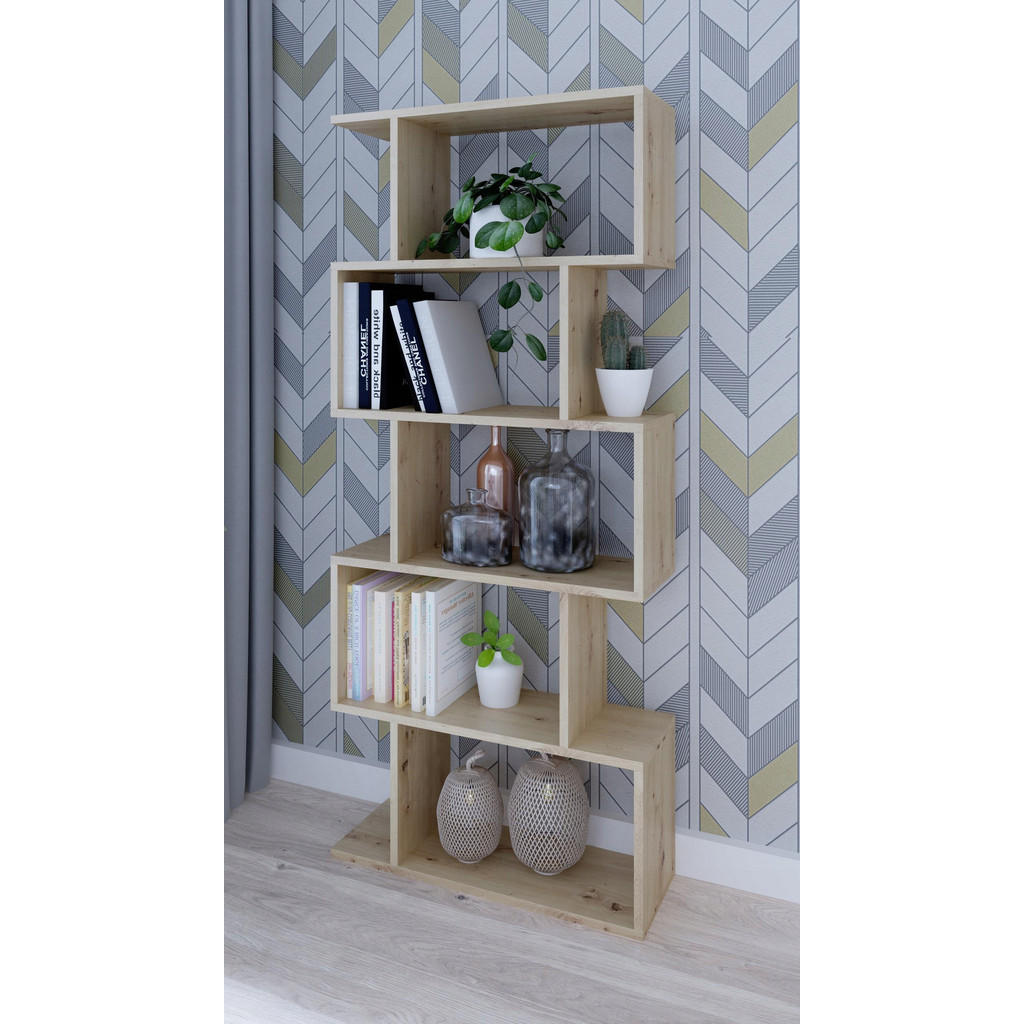 Thumbnail - Matkam Möbel Bücheregal, Eiche Artisan, Holzwerkstoff, 76.4x176x28 cm, Wohnzimmer, Regale, Bücherregale