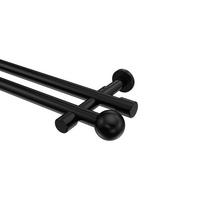 GARDINENSTANGEN-SET Prestige Luino 320 cm (geteilt in 2 x 160 cm), 2-läufig (ohne Ringe), 20 mm Ø Schwarz - Schwarz, Metall (320cm) - INTERDECO