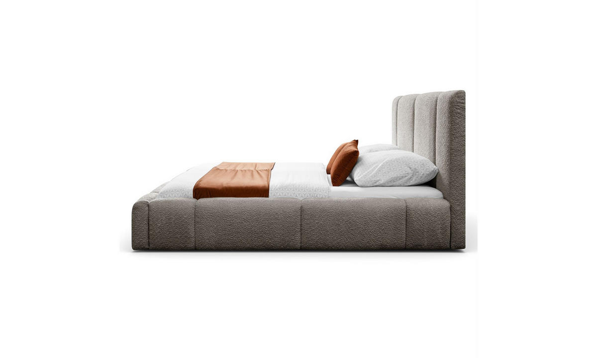 POLSTERBETT ELENA 140x200 cm Hellbraun (Anthology 6), 34 Holzlatten, Kopfteil 108 cm - Braun, Textil (140/200cm) - Lookway
