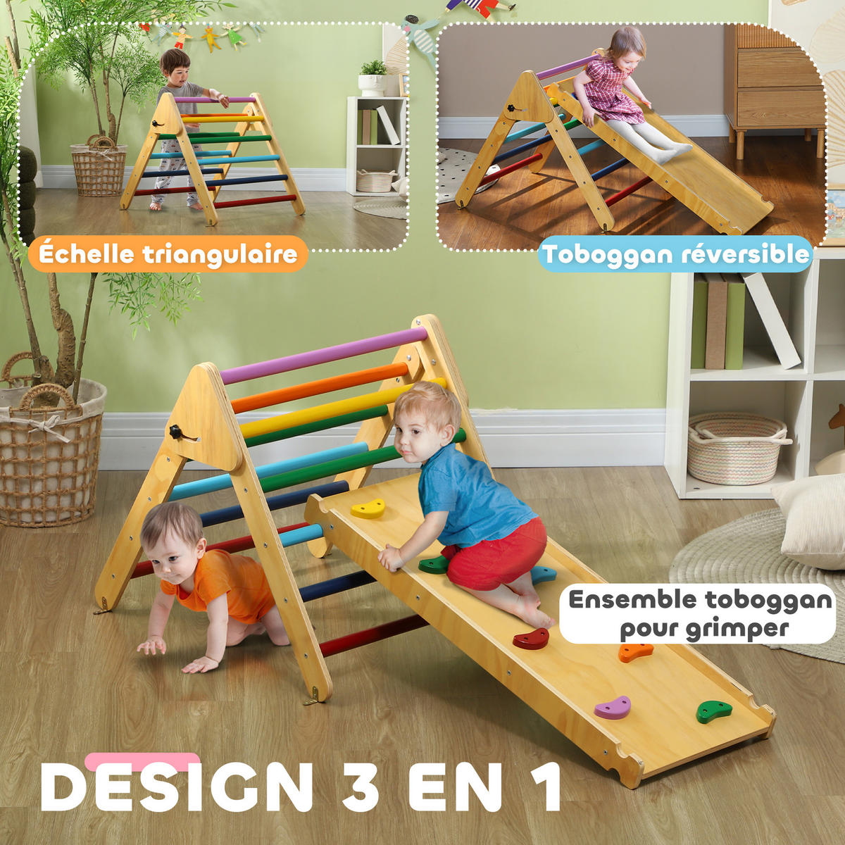 KLETTERDREIECK DE-18392 Bunt - Multicolor, Holzwerkstoff (64.5/147cm) - ComfortXL