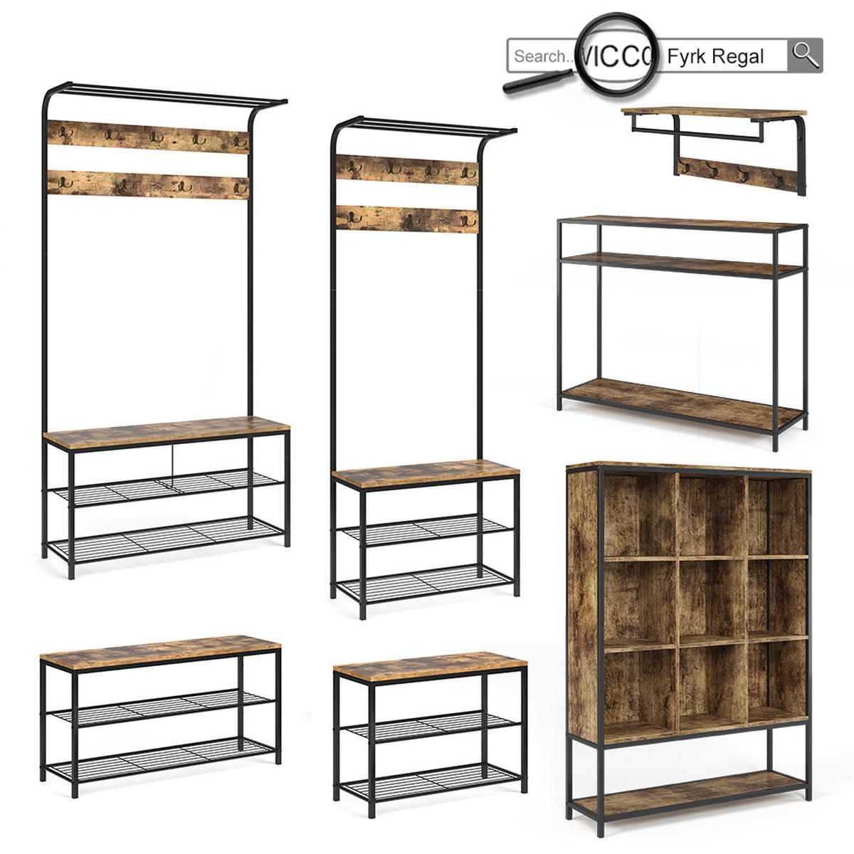 KONSOLENTISCH Fyrk Antikholz 100 x 80 cm mit Schubladen - Alteiche/Schwarz, Holzwerkstoff (30/100/80cm) - Vicco