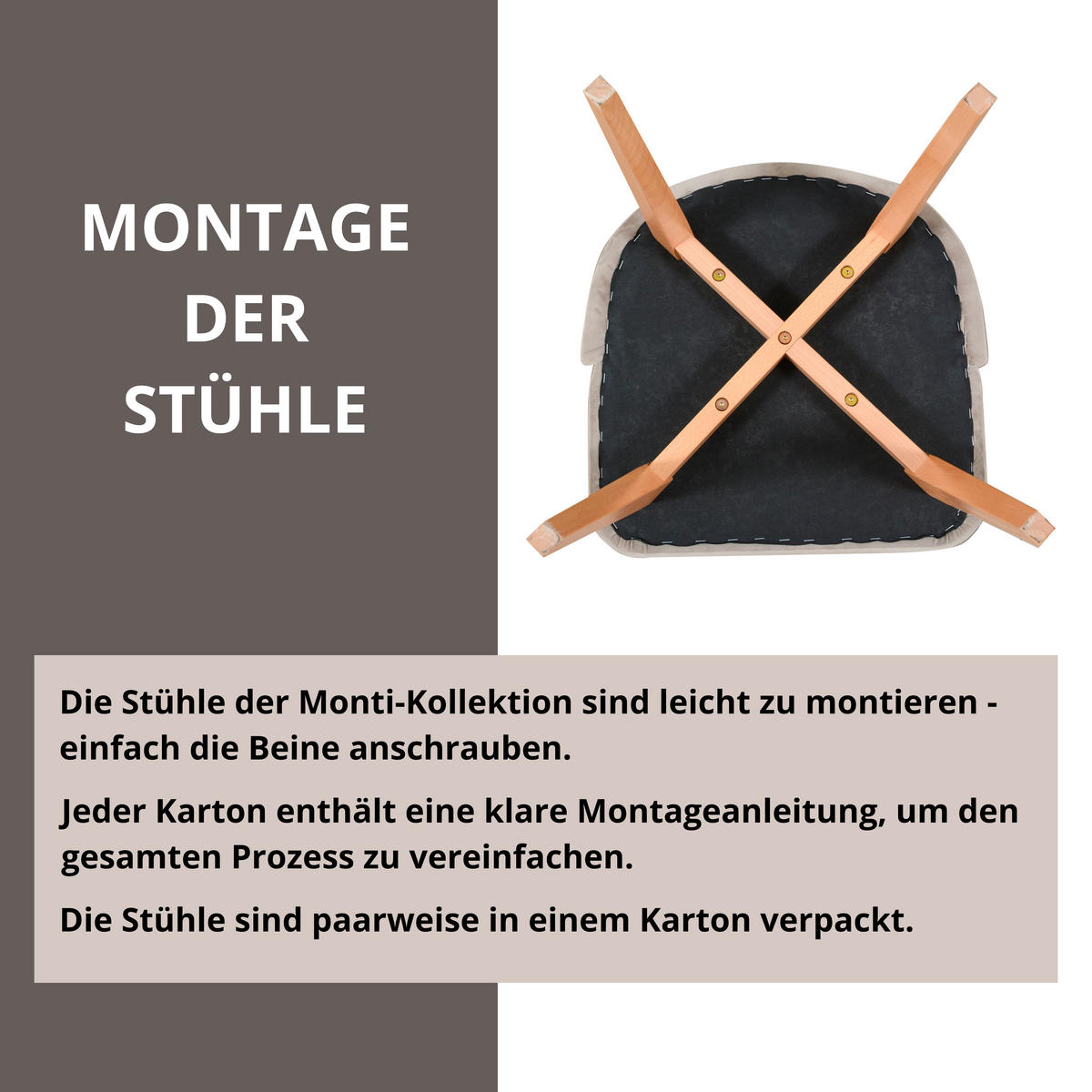 STUHL 2e MONTI 5 , schwarz - Schwarz, Holz (43/83/40cm) - Leaf Design