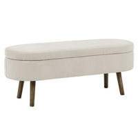 AUFBEWAHRUNGSTRUHE velvet & gold 110 cm - Beige, Textil (110/42/40cm) - Urban Meuble
