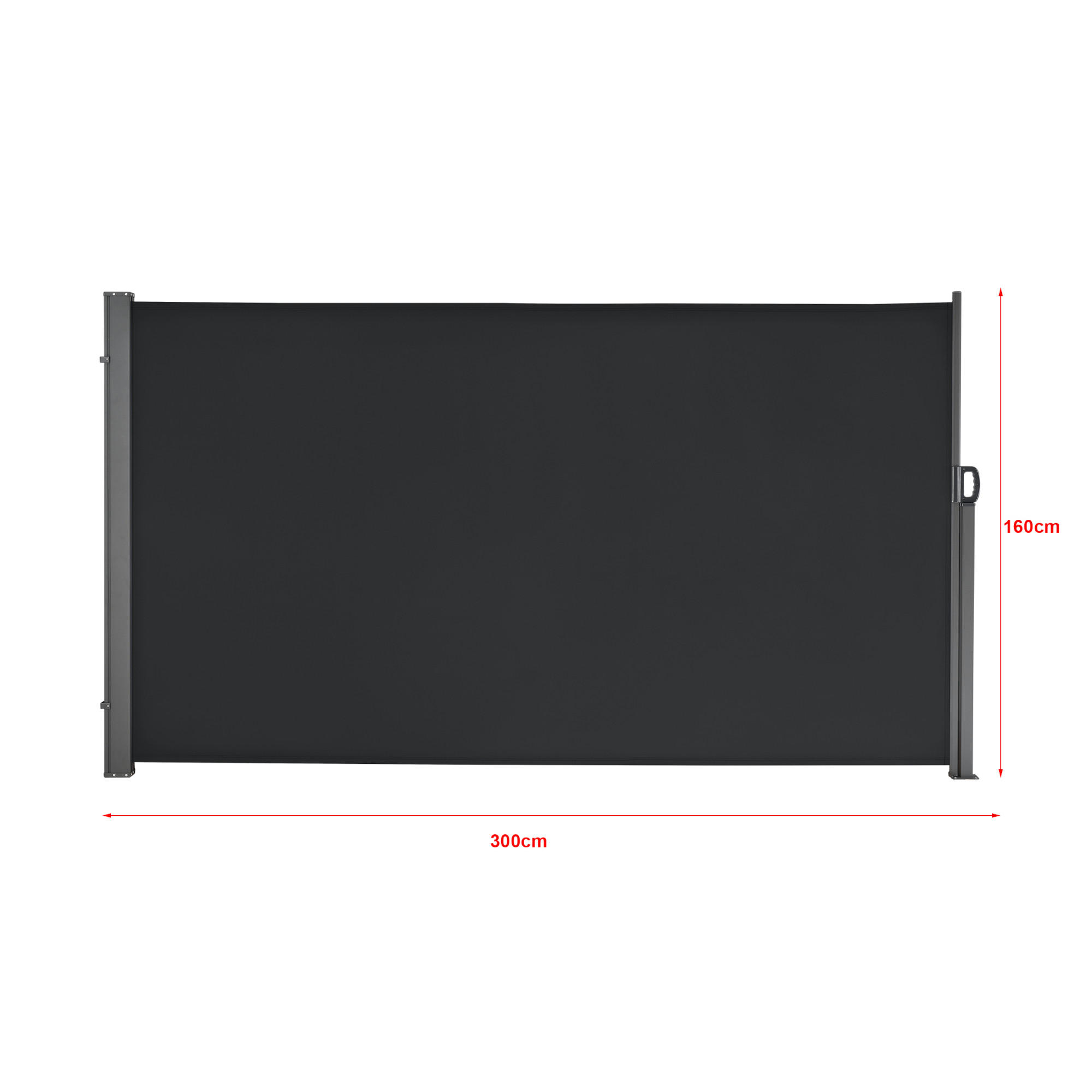 Thumbnail - pro.tec Seitenmarkise, Schwarz, Textil, 300x160 cm, Sonnen- & Sichtschutz, Sichtschutz Garten, Sichtschutzzäune