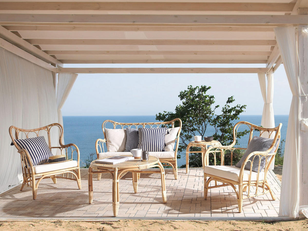 GARTENMÖBEL-SET 4-sitzer Rattan Beige Brindisi - Beige, Naturmaterialien - Beliani