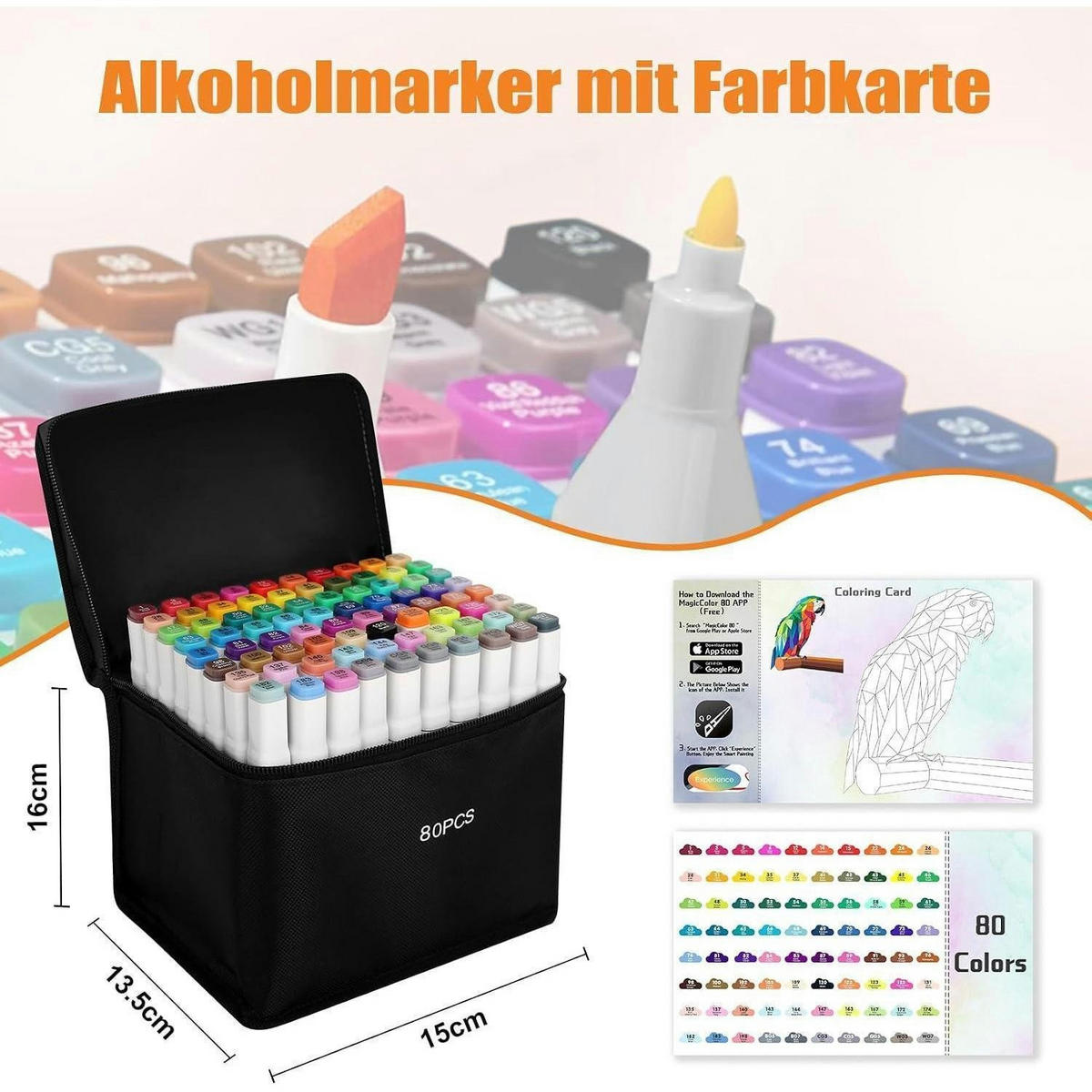 MARKER-SET 80-teiliges Set mit App - Multicolor, Kunststoff (13.5/16/15cm)