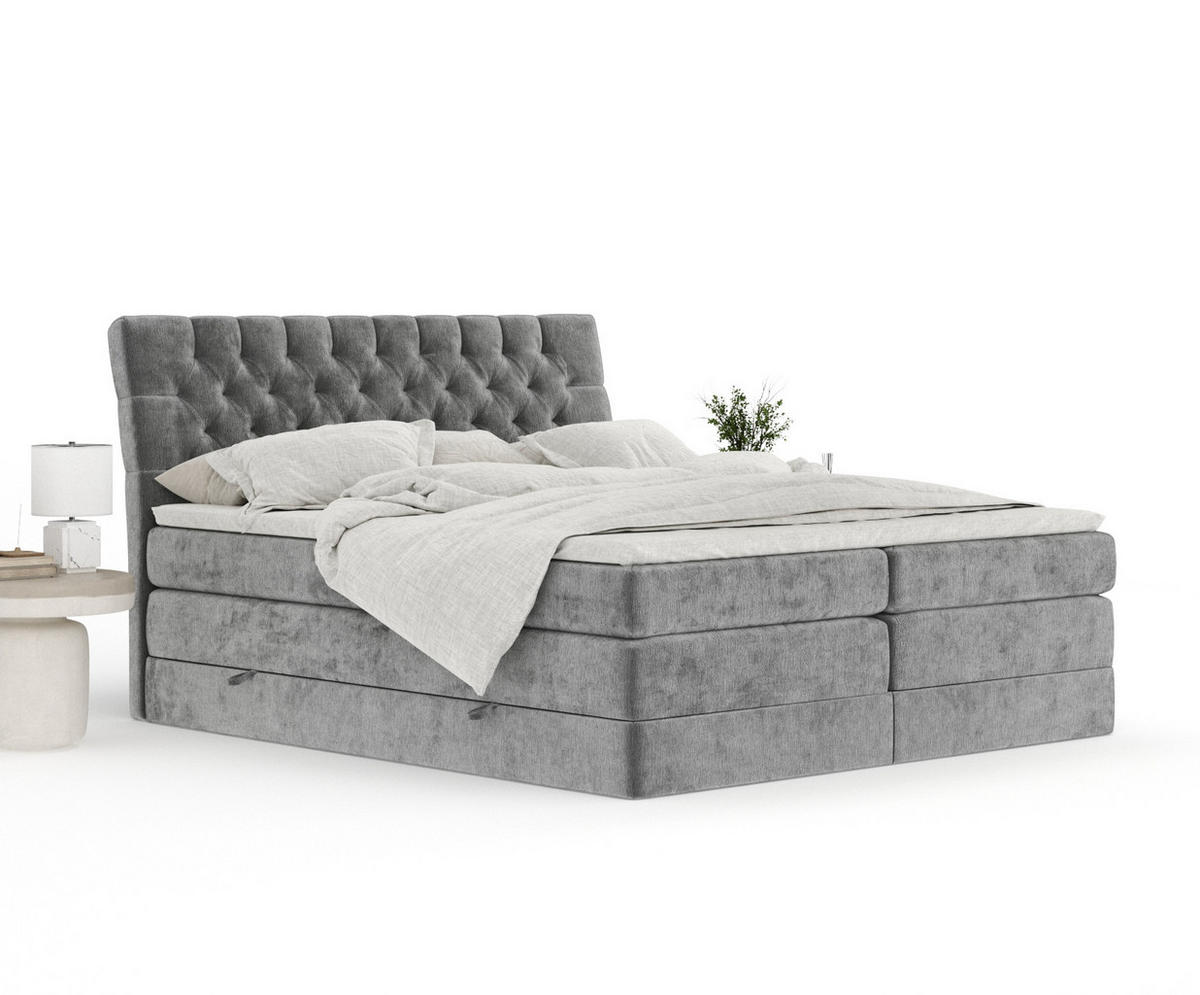 BOXSPRINGBETT Seraphine Grau 160/200 cm - Schwarz/Grau, Holz/Holzwerkstoff (160/200cm) - Maison de Reve
