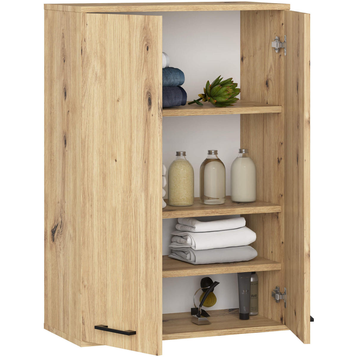 HÄNGESCHRANK Eiche Artisan 64x94x30 cm - Silberfarben/Eiche Artisan, Holzwerkstoff/Kunststoff (64/94/30cm) - Akord