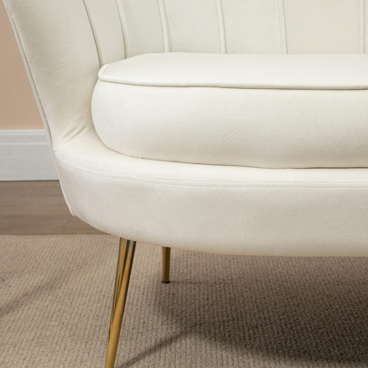 2-SITZER Sofa Creme 130.0/77.0/77.0 cm - Creme, Textil (77/77/130cm)