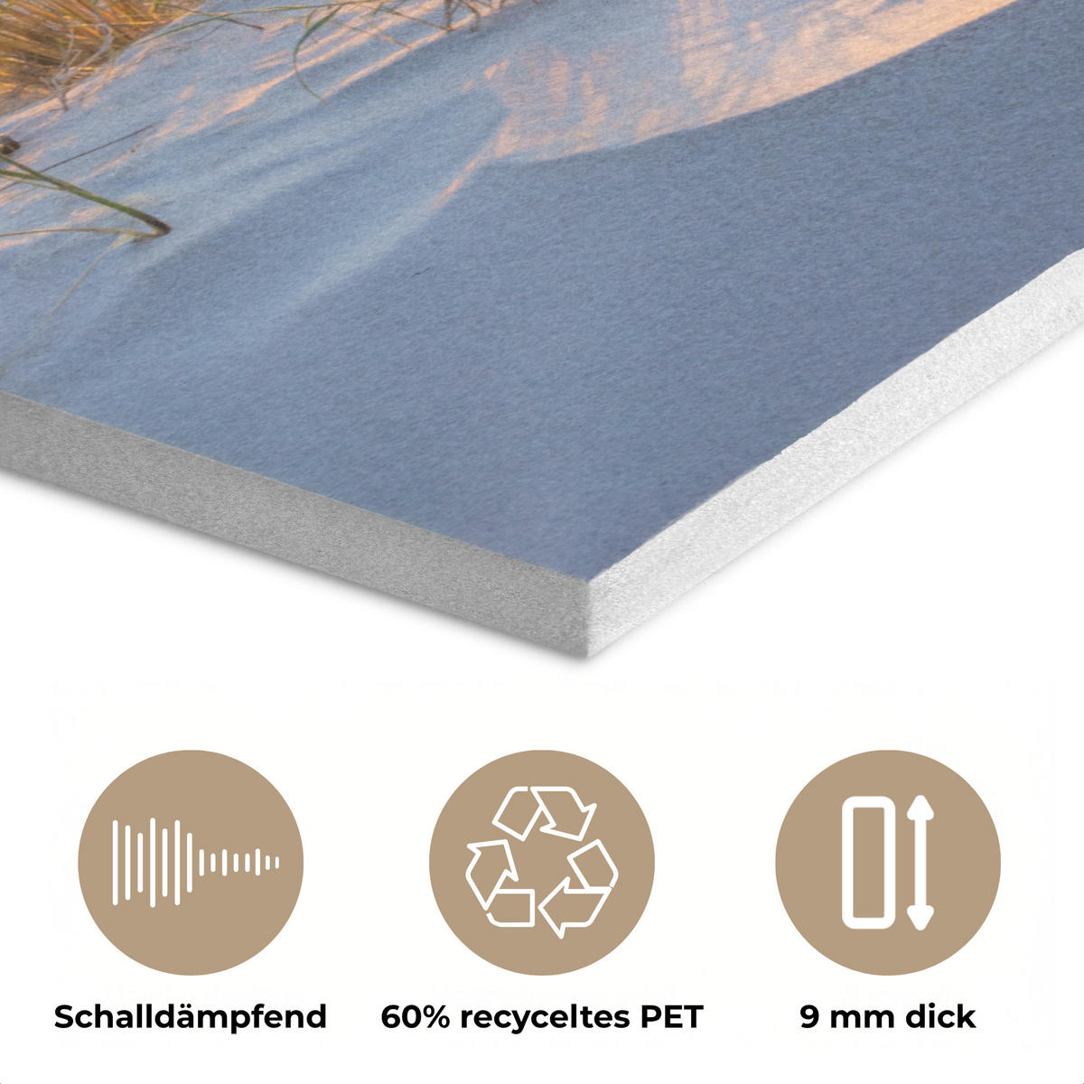 AKUSTIKPANEEL Strand - Sonne - Düne - Gras - Sand - Horizont 100x70 cm - Hellblau, Textil (100/0.9/70cm) - MuchoWow