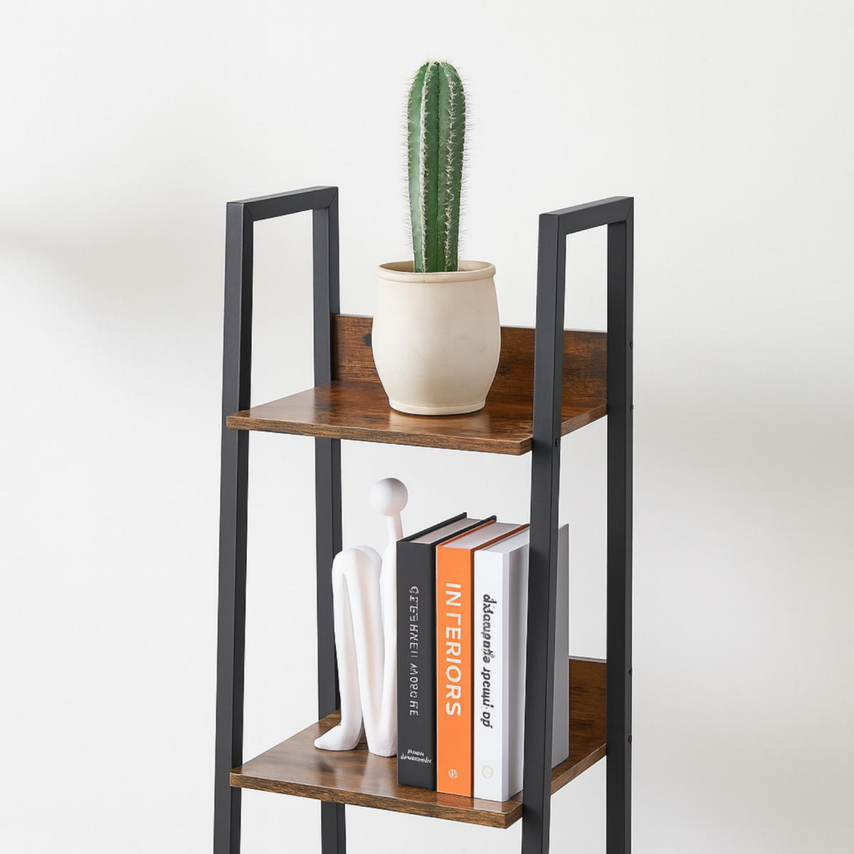 STANDREGAL Holzoptik Metall Dunkelbraun Schwarz Bücherregal 170×34x30 cm - Dunkelbraun/Schwarz, Holzwerkstoff/Metall (30/170/34cm) - Begryf