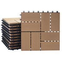 WPC BODENFLIESE 11x 30x30cm Premium Teak Vierecke - Teakfarben, Kunststoff (30/30/2cm) - BERLINLODGE