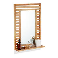 BADSPIEGEL - Hellbraun, Glas/Holz (50/70/12cm) - Relaxdays