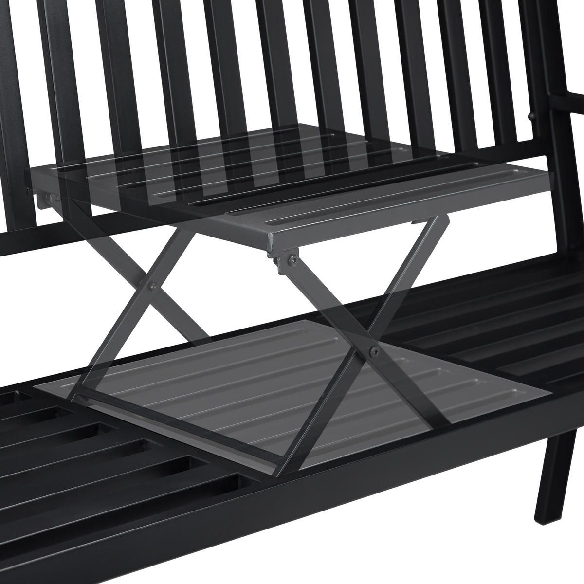 GARTENBANK - Schwarz, Metall (150/90/57.5cm) - Relaxdays