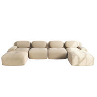 ECKSOFA 388/178/75 cm beige aus Cordstoff rahmenlos und modular ohne Montage - Beige, Textil (178/388cm) - OKWISH