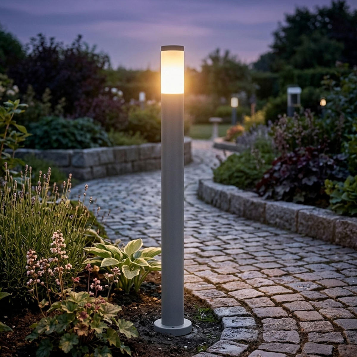 LED STEHLEUCHTE Edelstahl Weiß - Weiß, Kunststoff (12.7/12.7/110cm) - Globo Lighting