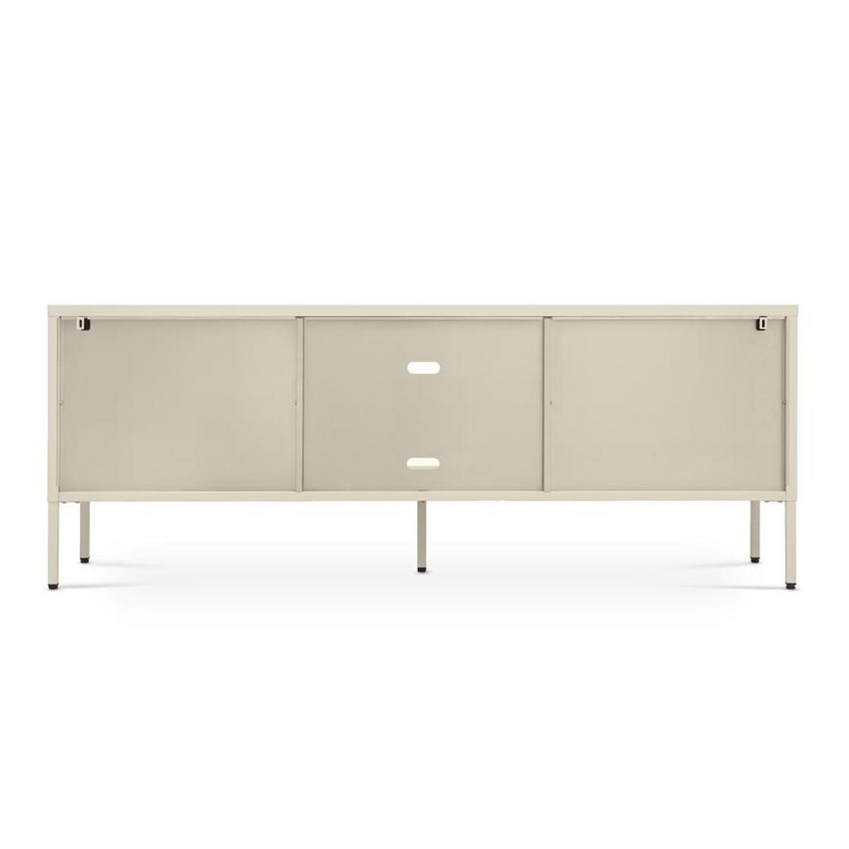 TV-LOWBOARD Industrielles aus beigem Metall, 160 cm, 2 Türen aus geriffeltem Glas - COME - Beige, Metall (160/60/40cm) - Sicaan