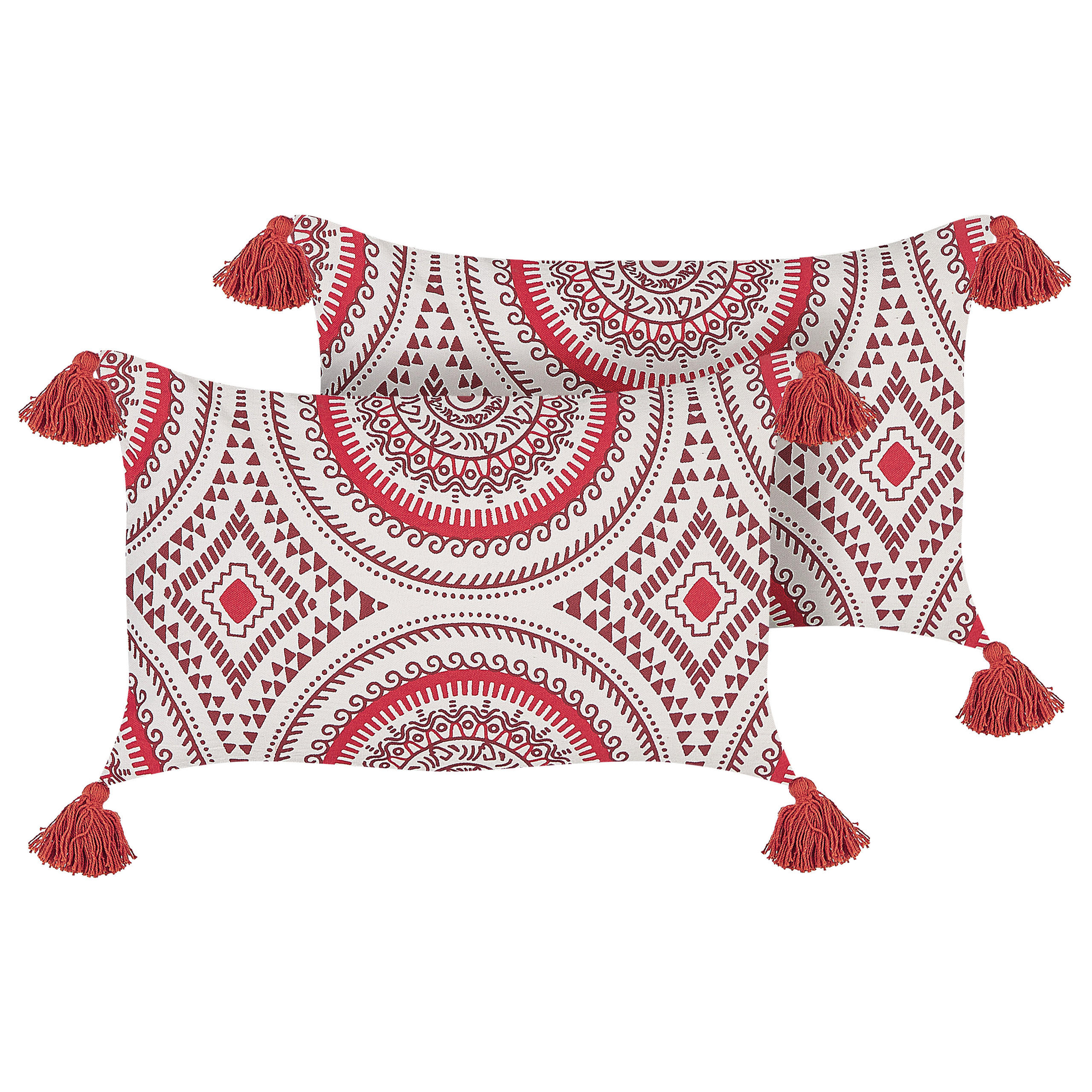 DEKOKISSEN 2er-Set Burgunderrot 50/30 cm Anthemis - Weinrot, Naturmaterialien/Textil (50/30cm) - Beliani