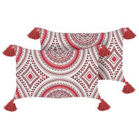 DEKOKISSEN 2er-Set Burgunderrot 50/30 cm Anthemis - Weinrot, Naturmaterialien/Textil (50/30cm) - Beliani