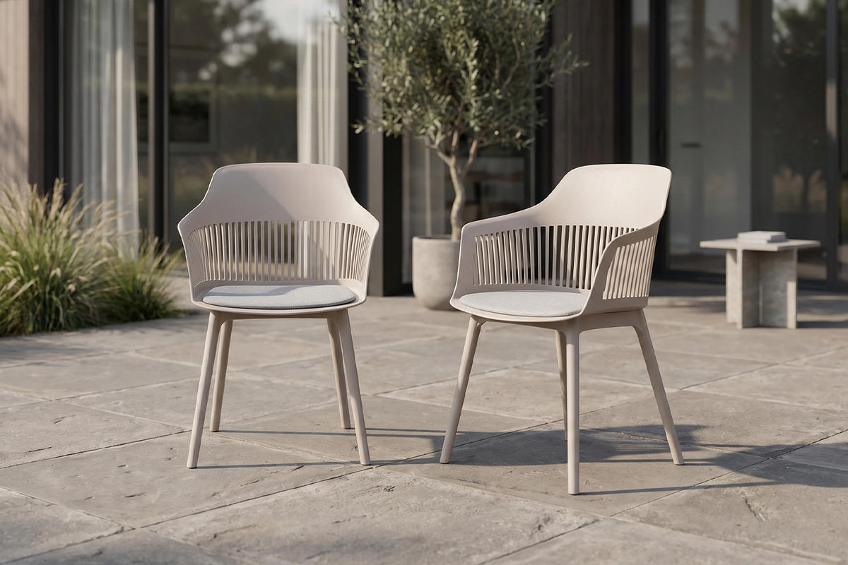 GARTENSTUHL ALTEA Beige Kunststoff (1er-Set) - Beige, Kunststoff (59/84/54cm) - KAWOLA