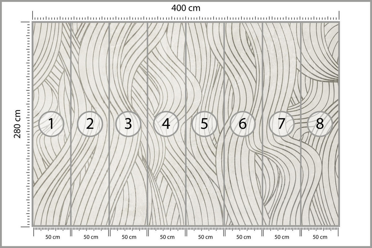 FOTOTAPETE für Schlafzimmer Abstraktion Wellenmuster 400x280 - Beige/Grau, Papier (400/280cm) - Muralo