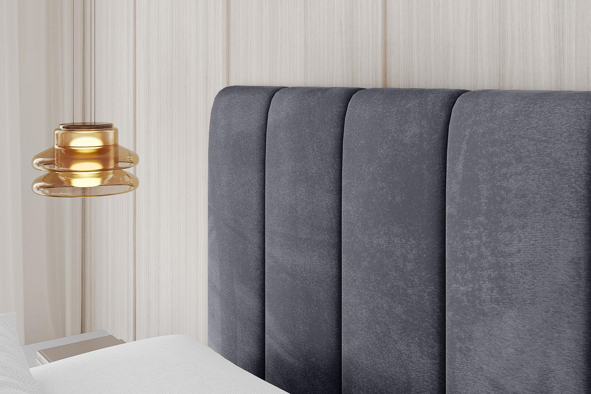 POLSTERBETT mit Bettkasten, Fußteil und Lattenrost, Boxbett mit Matratze H3/H4 - FINO-Z 180x200 Dunkelgrau - Dunkelgrau, Holzwerkstoff/Textil (180/200cm) - ALTDECOR