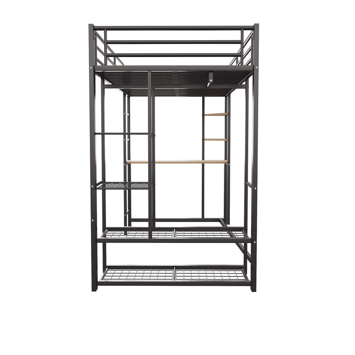 HOCHBETT 90/200 cm Schwarz aus MDF und Metall mit Schreibtisch - Schwarz, Metall (90/200cm) - OKMYHOME