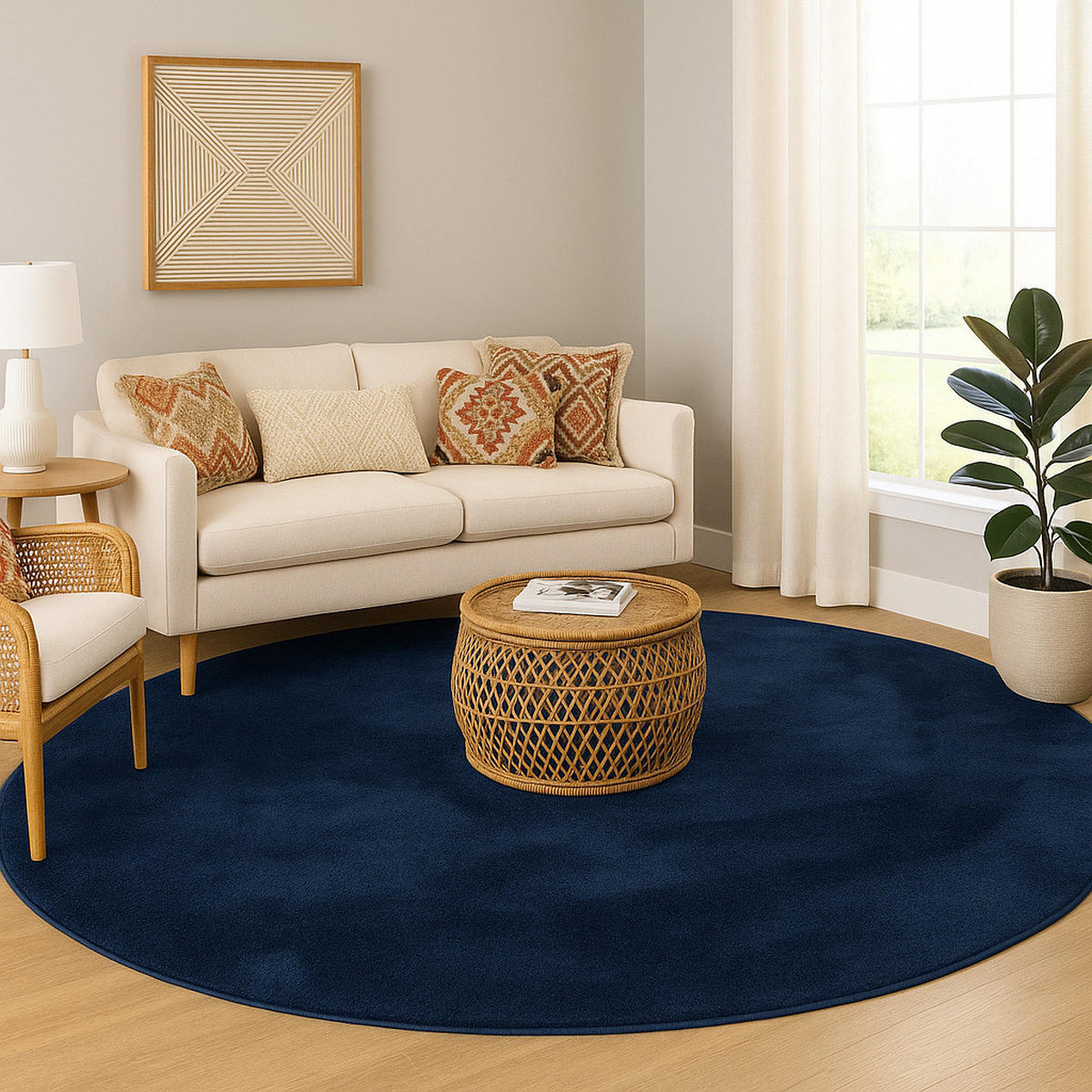 FELLTEPPICH SUPER SOFT PEARL RUND - Dunkelblau, Textil (160/160cm) - Pergamon