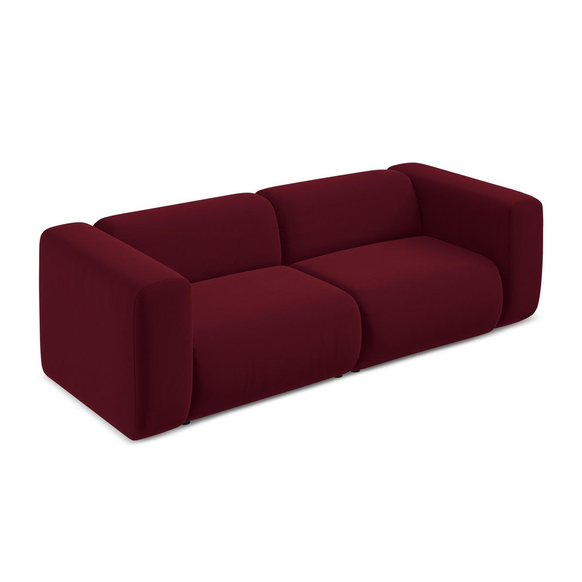 3-SITZER SOFA Samt Stoff Rot - Bordeaux/Rot, Kunststoff/Textil (228/70/89cm) - LaMiaSofa