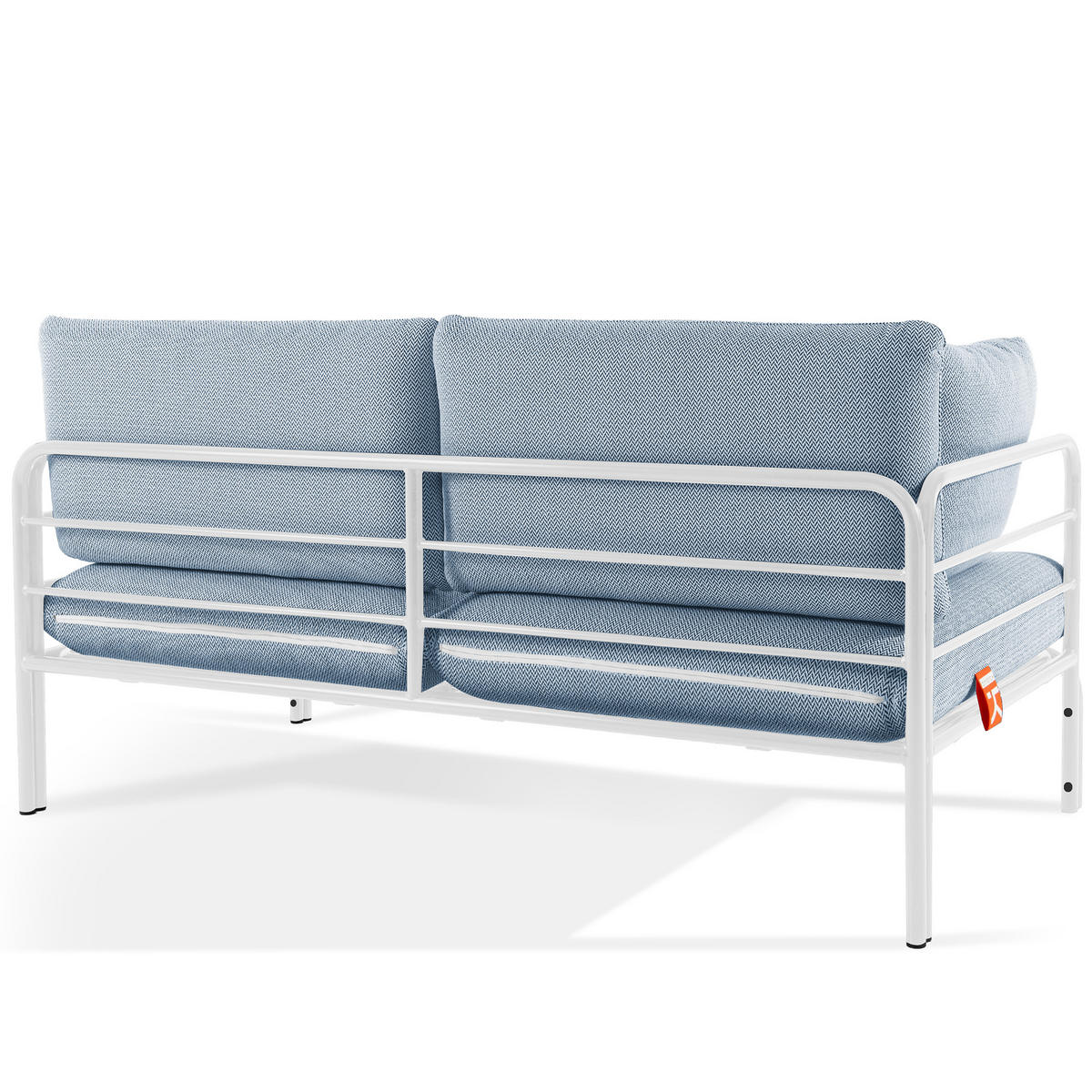GARTENMÖBELSET RAMBE 4-tlg. 1x Tisch 2x Sessel 1x Sofa 2-Sitzer, mit Kissen, LOFT-STIL, Weiß - Blau/Weiß, Glas/Textil - KONSIMO®