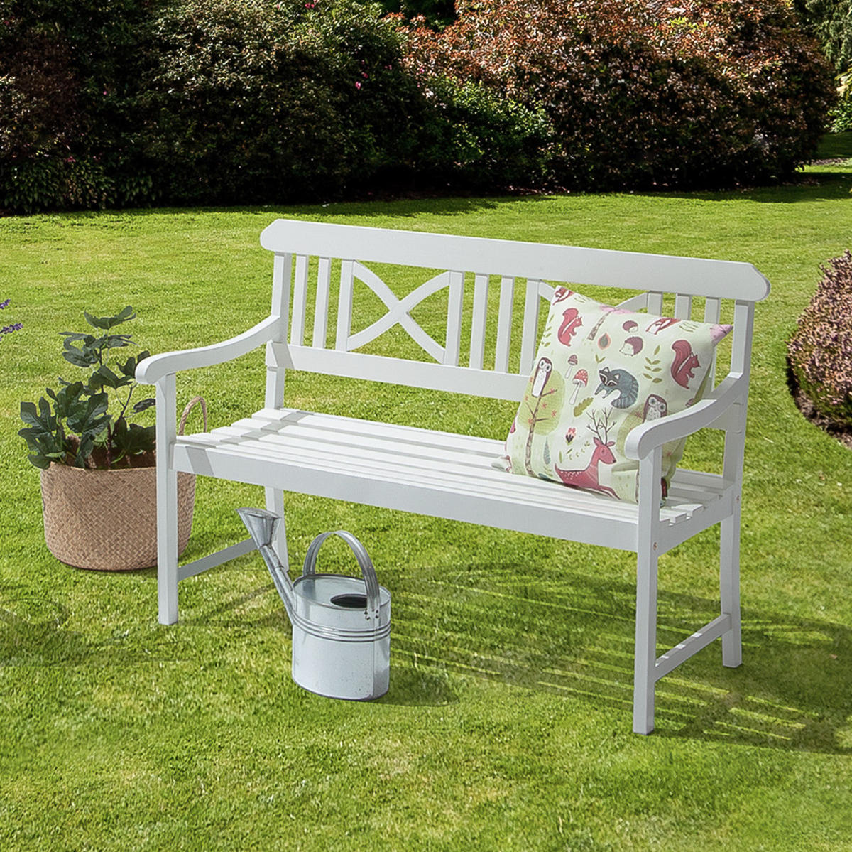 GARTENBANK - Akazie massiv - Weiß, Holz (128/88/60cm) - home24