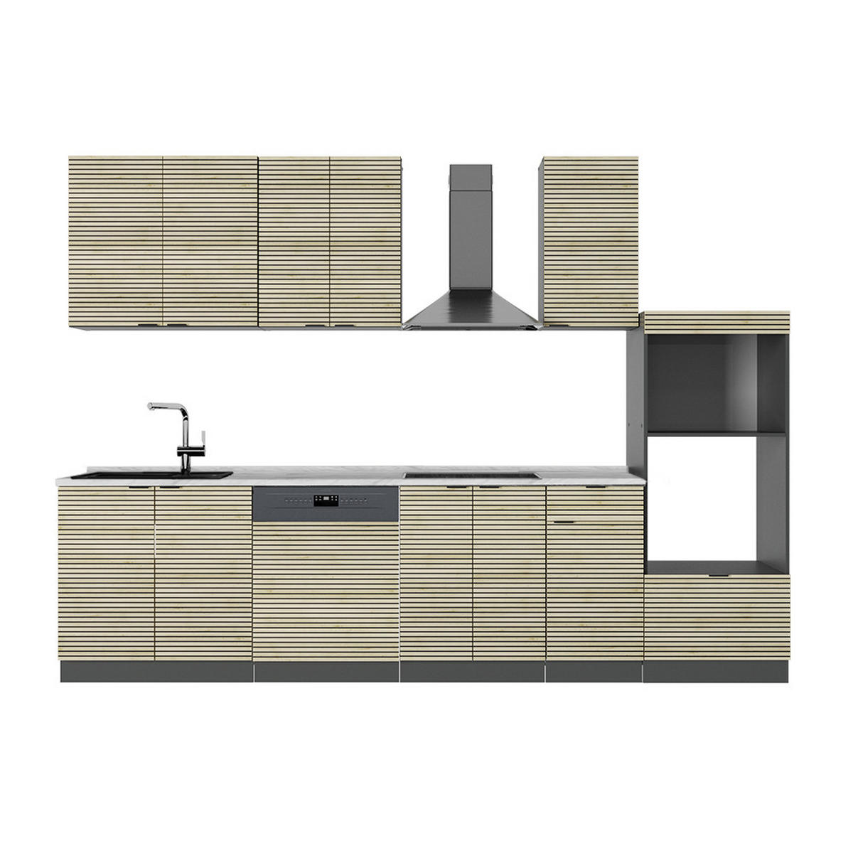 KUCHYŇSKÝ KOUT Fame-Line Dubový panel/antracit - antracitová/barva dubu, kompozitní dřevo (300/81.6/60cm) - Vicco