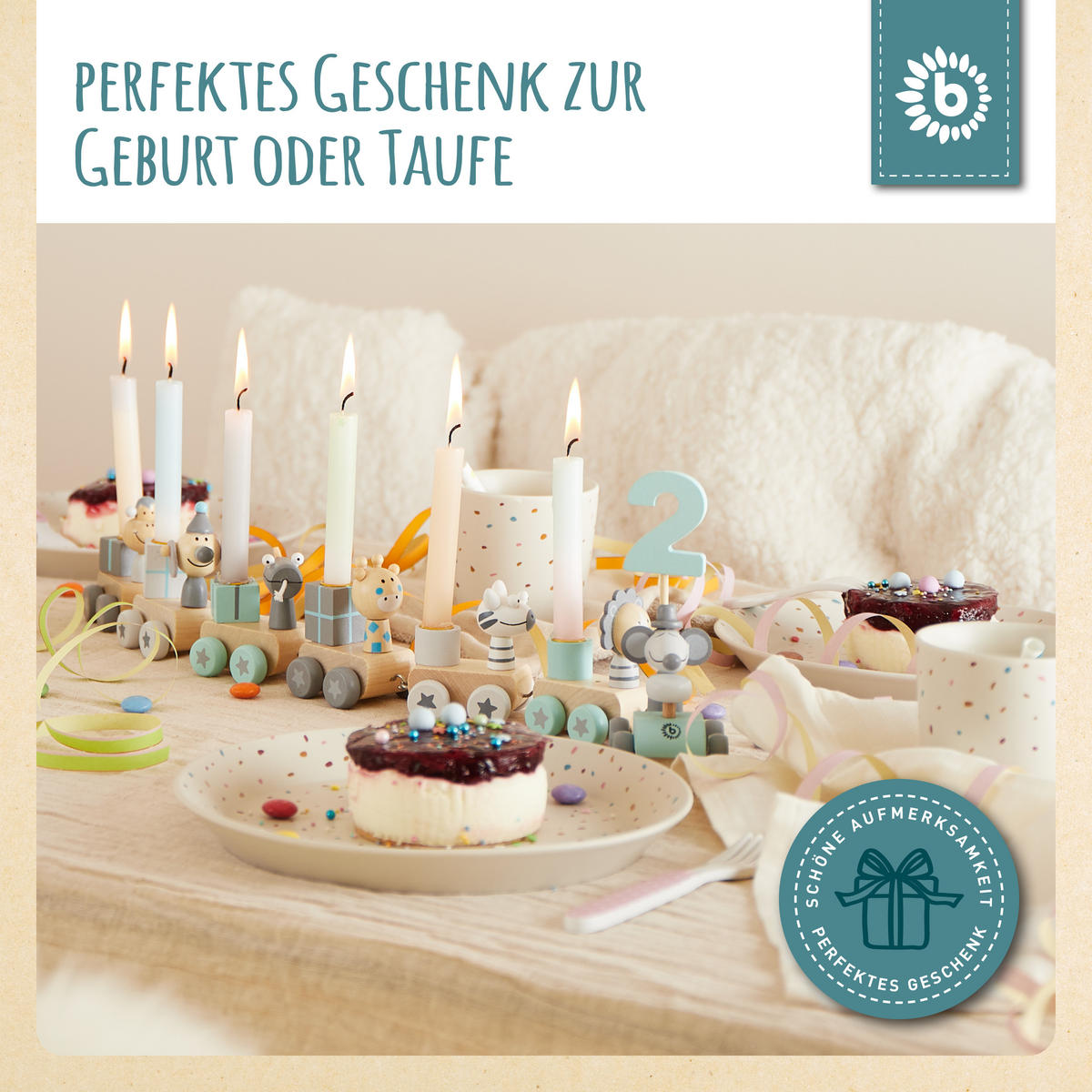 GEBURTSTAGSZUG Holz Scandi-Chic 0-99 - Blau, Holz (5/48cm) - Bieco Spielwaren