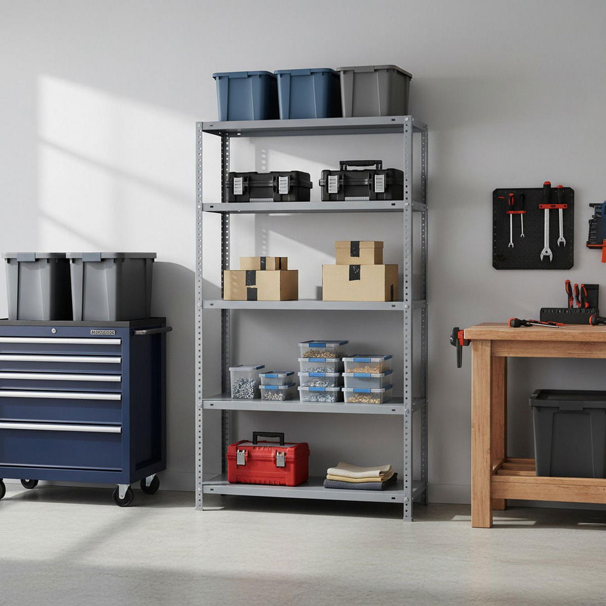 SCHRAUBREGAL PANDA TALL | HxBxT 200x100x30cm | 5 Fachböden | Fachlast 100kg | Grau - Grau, Metall (100/200/30cm) - PROREGAL