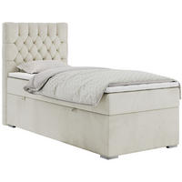 BOXBETT PERA 90/200 Beige Velvet - H3 - Links Seite - Beige, Holz/Textil (90/200cm) - MKS