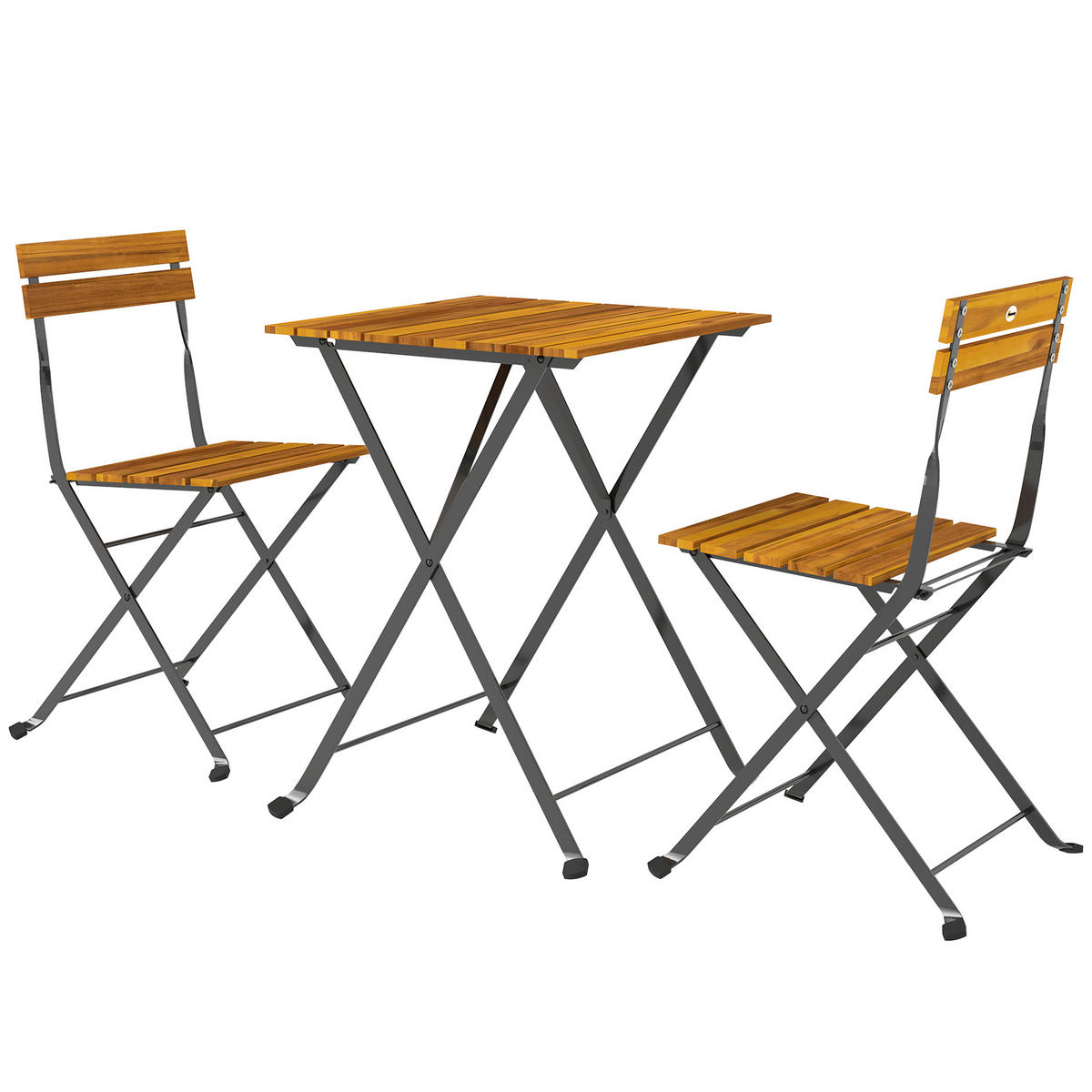 SITZGRUPPE DE-07319 klappbar mit 2 Stühlen Teak - Teakfarben, Holz/Metall - ComfortXL