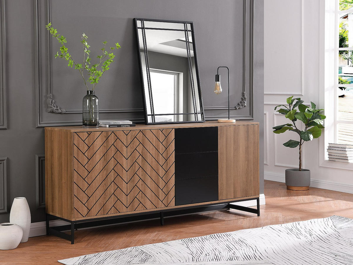 SPIEGEL Industriell - 60 x 86,5 cm - Metall - Schwarz - HISAE - Schwarz, Metall (60/86.5/2cm) - Vente-Unique