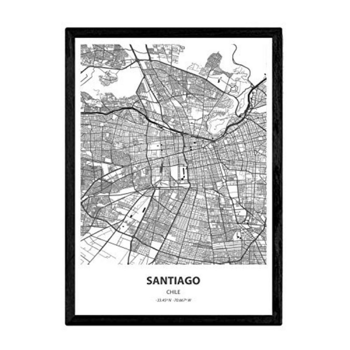 POSTER Santiago - Chile A4 Rahmenlos - Klar, Papier (29.7/5/21cm) - Nacnic