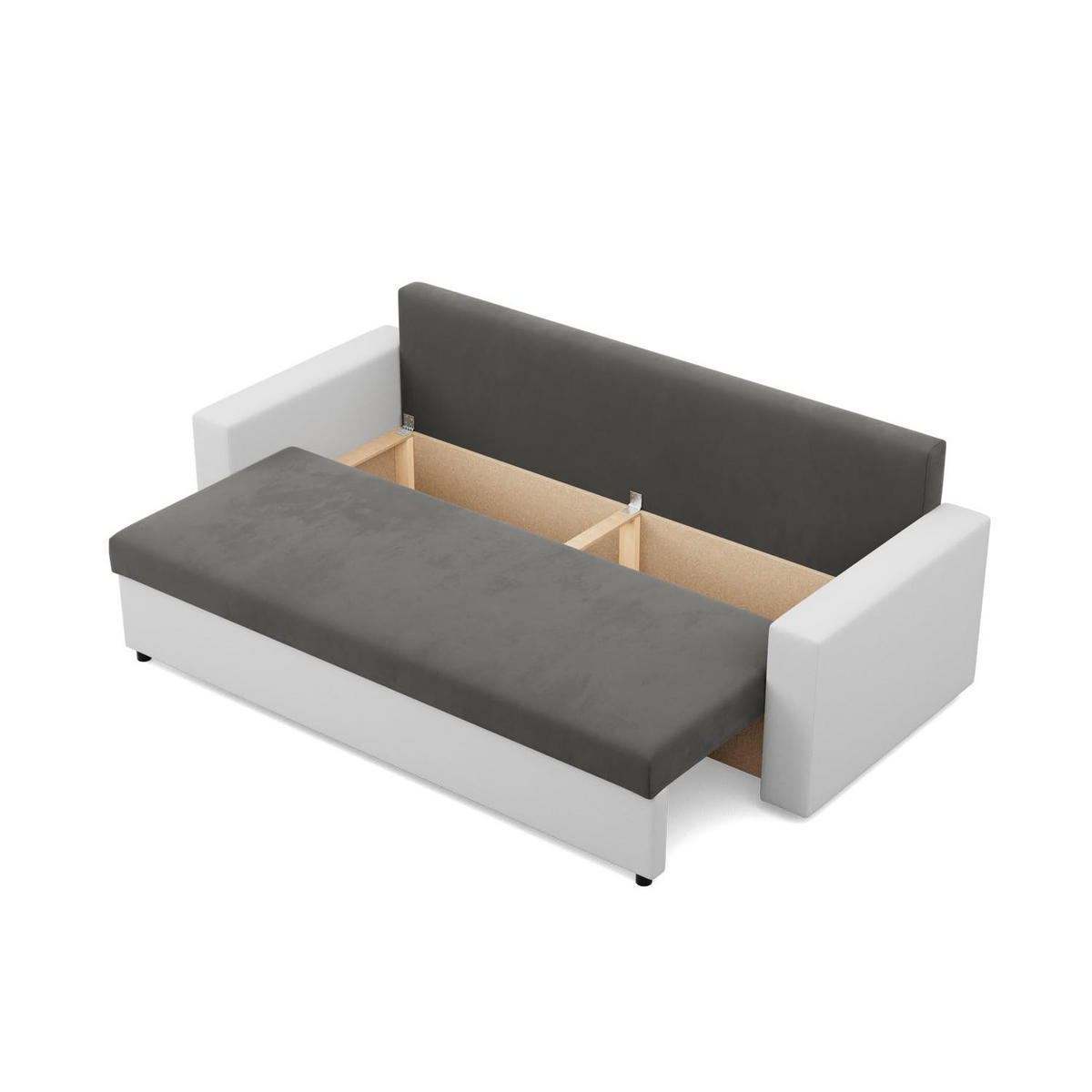 SOFA 3-SITZER MIT SCHLAFFUNKTION LUNA, Dunkelgrau + Grau - Dunkelgrau/Hellgrau, Textil (220/92/92cm)