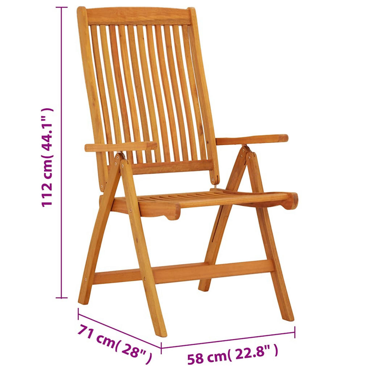 KLAPPBARE Gartenstühle 2er Set Massivholz Eukalyptus - Braun, Holz (58/112/71cm) - vidaXL