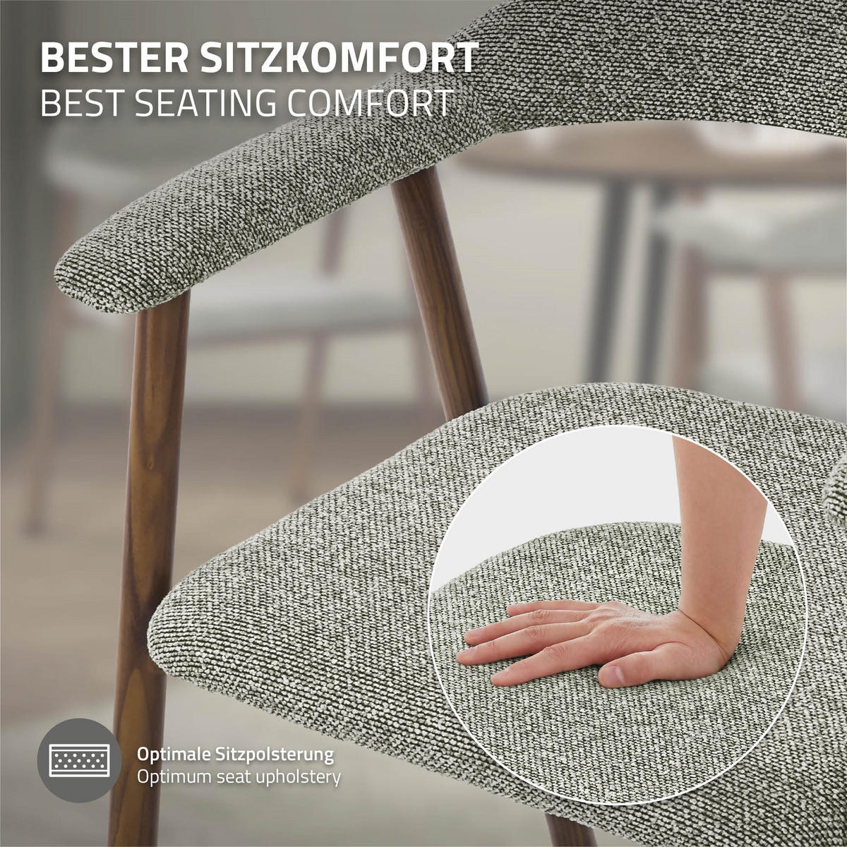 JÍDELNÍ ŽIDLE, sada 2 ks, zelené s proplétaným vzorem a ocelovou konstrukcí v imitaci dřeva - zelená barva/hnědá, kov/textil (59/78/61cm) - ML-DESIGN