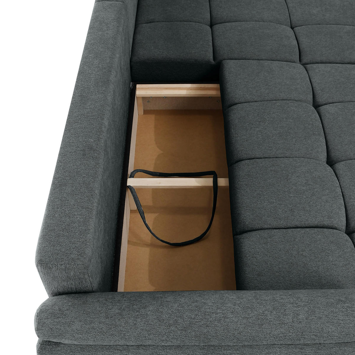 ECKSOFA Massimo, universelle Eckschlafsofa 280 cm mit Schlaffunktion und Bettkasten, Anthrazit - Anthrazit, Textil (283/204cm) - Beautysofa
